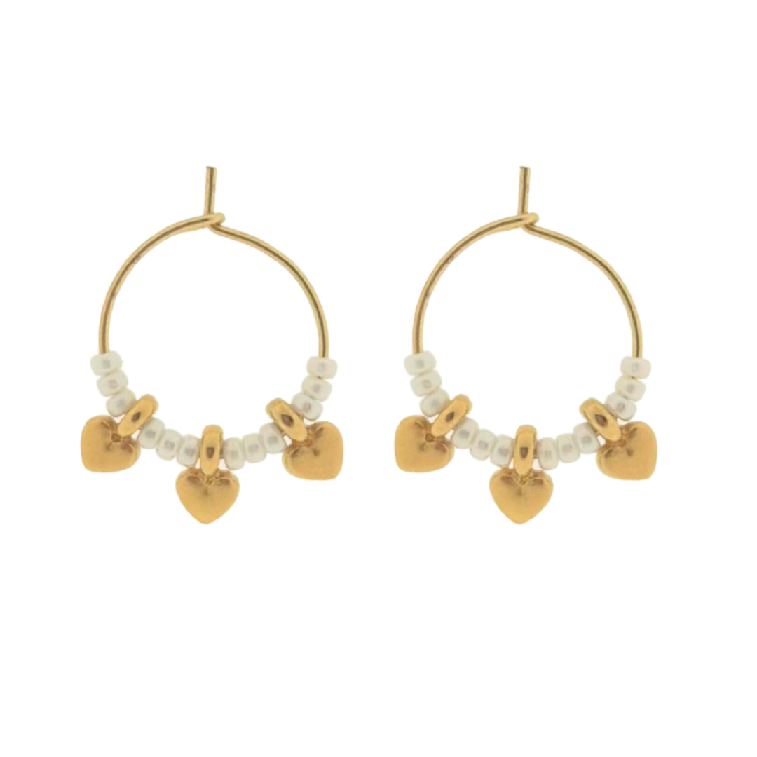 oorbel - hartjes en parel