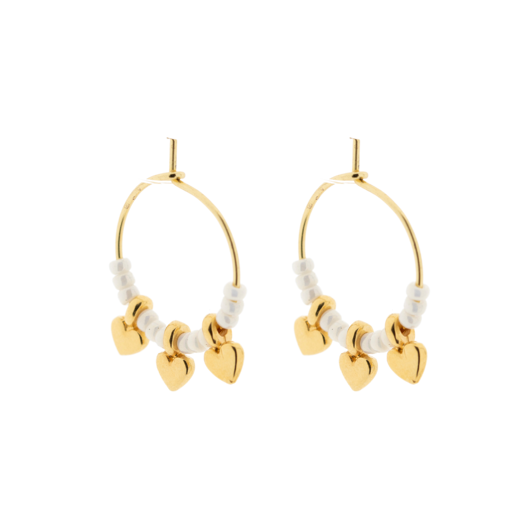 oorbel - hartjes & wit