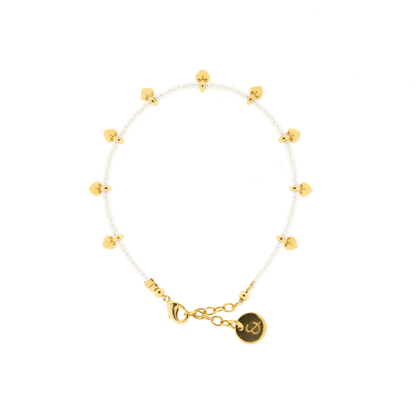 armband - hartjes/parel wit