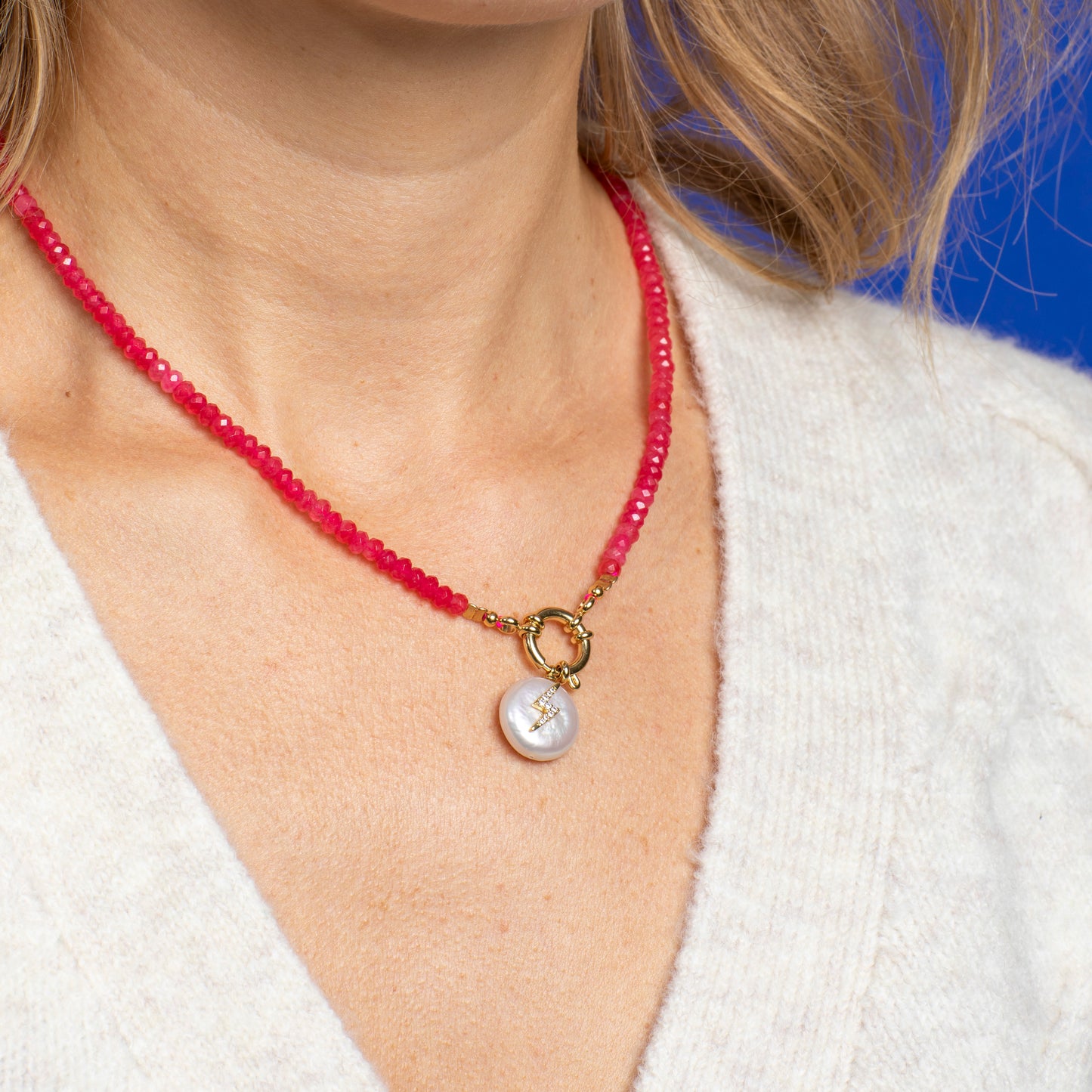 ketting - hot pink jade