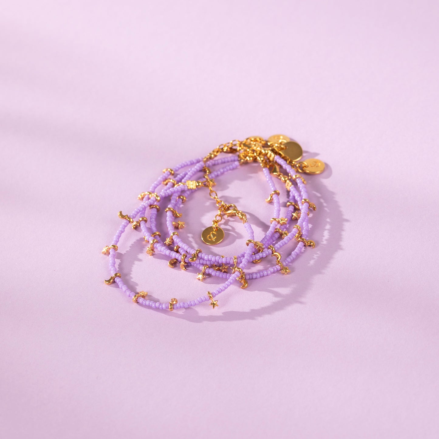 armband - maan/ster/paars