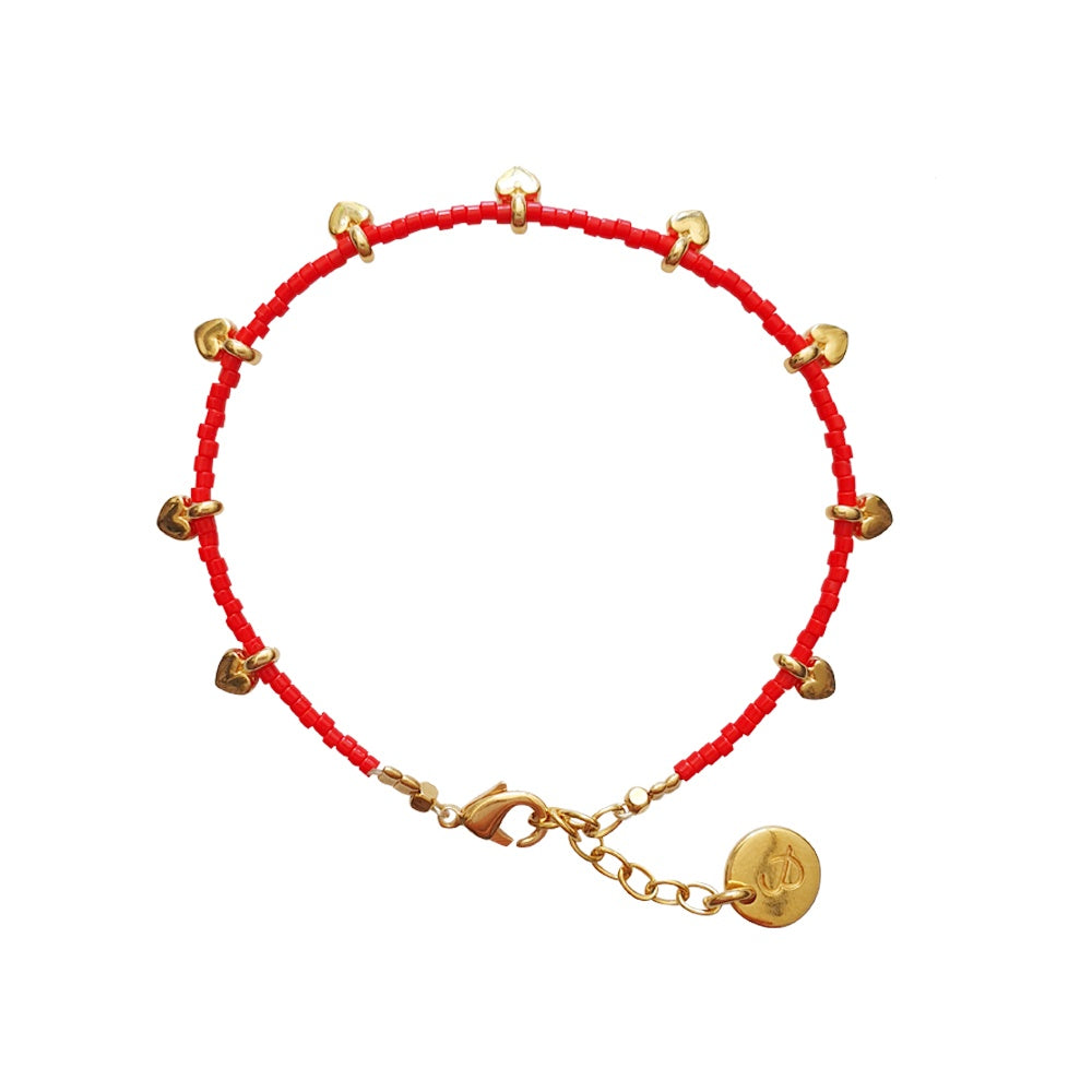 armband - hartjes/rood