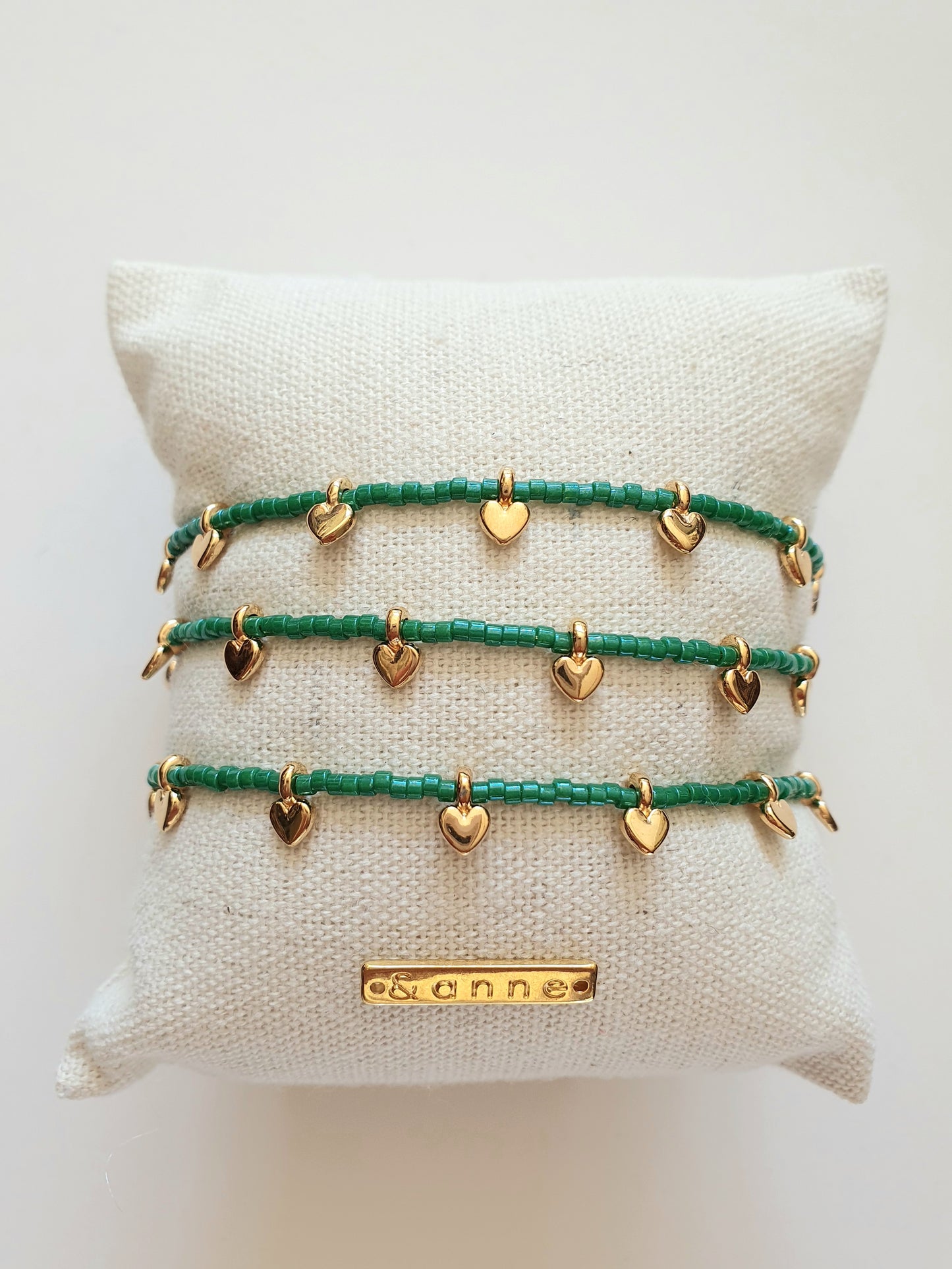 armband - hartjes/groen