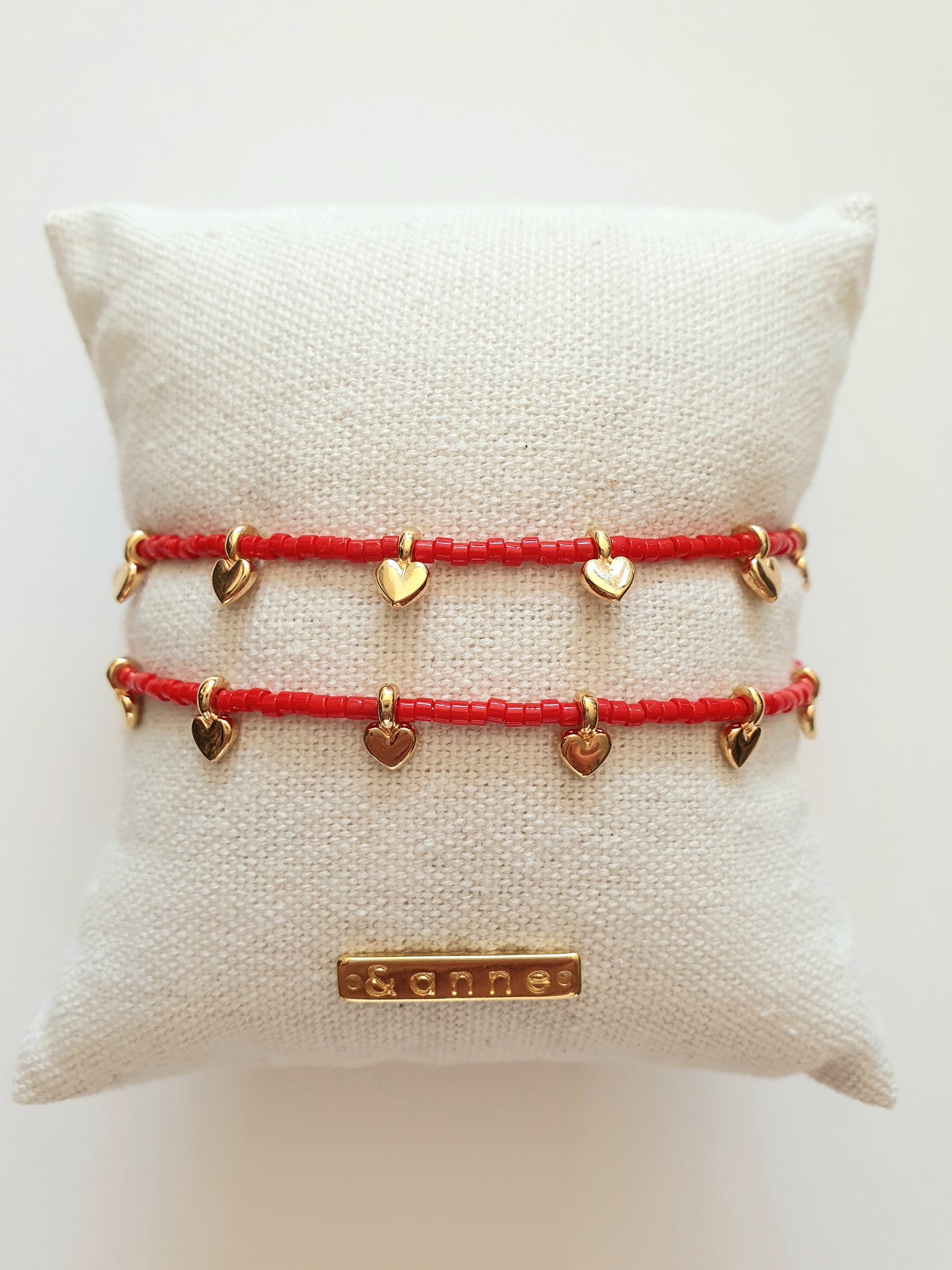 armband - hartjes/rood