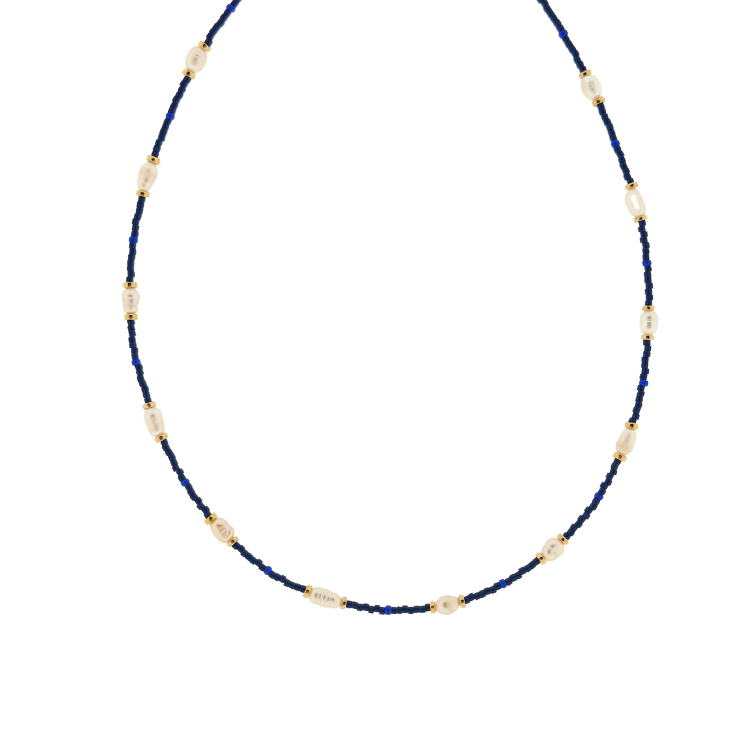 ketting - blauw en parel