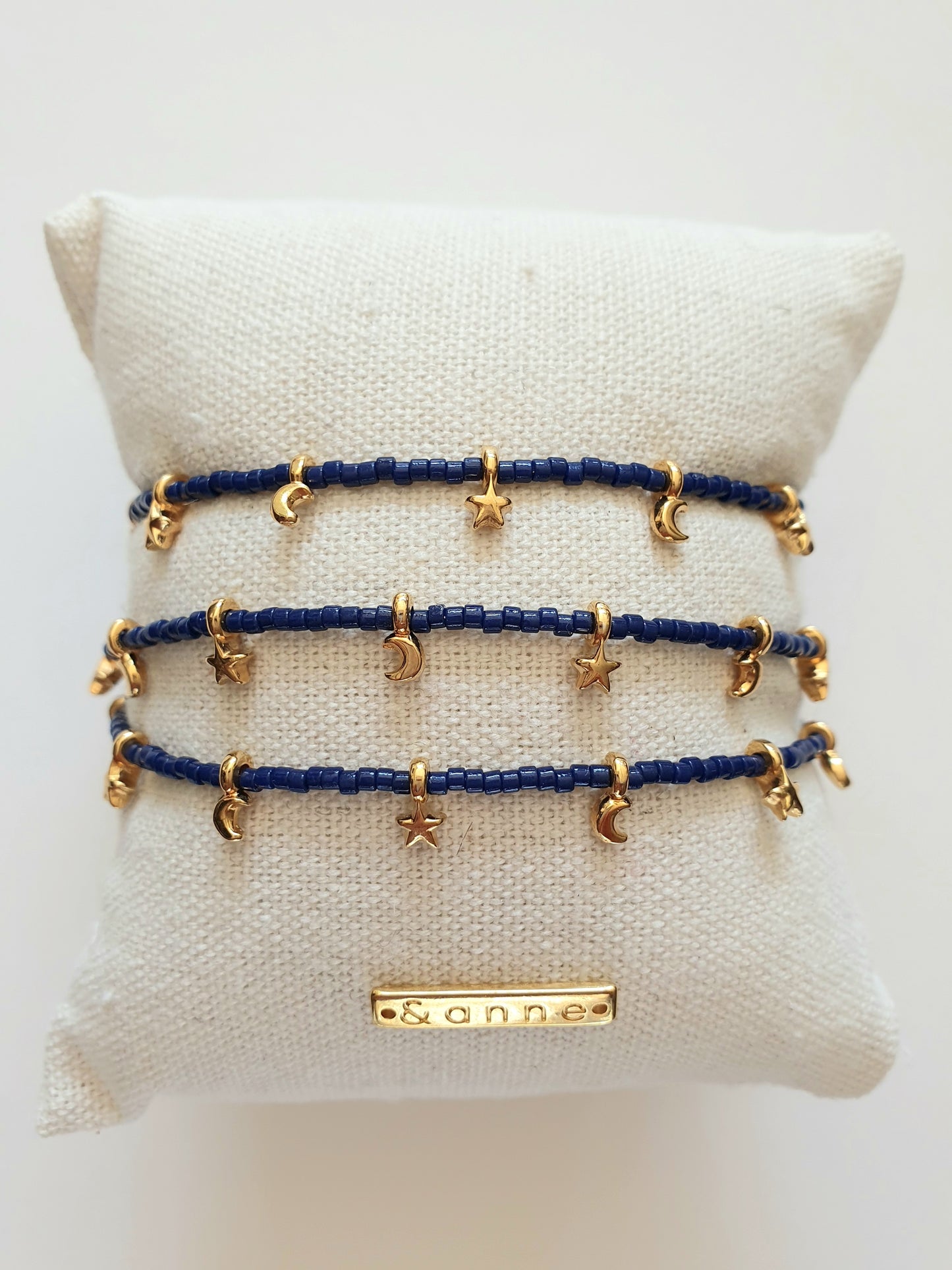 armband - maan/ster/donker blauw
